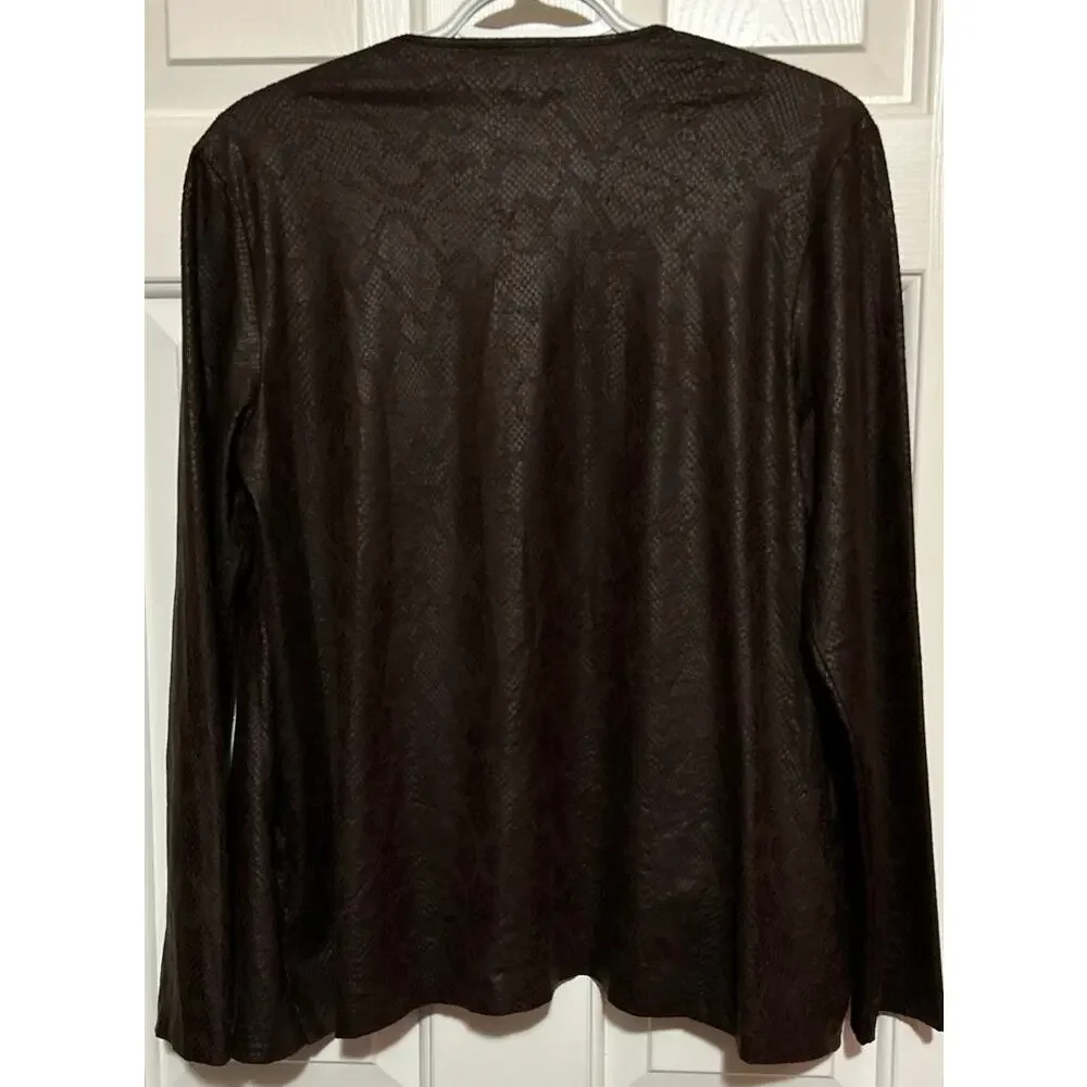 Rock 47th Wrangler Women's‎ Brown Open Front Faux Suede Snake Jacket Size S